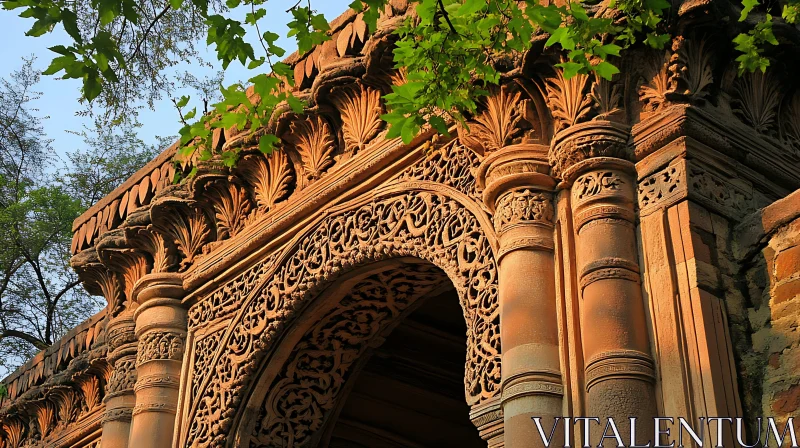 AI ART Ancient Stone Arch with Floral Details