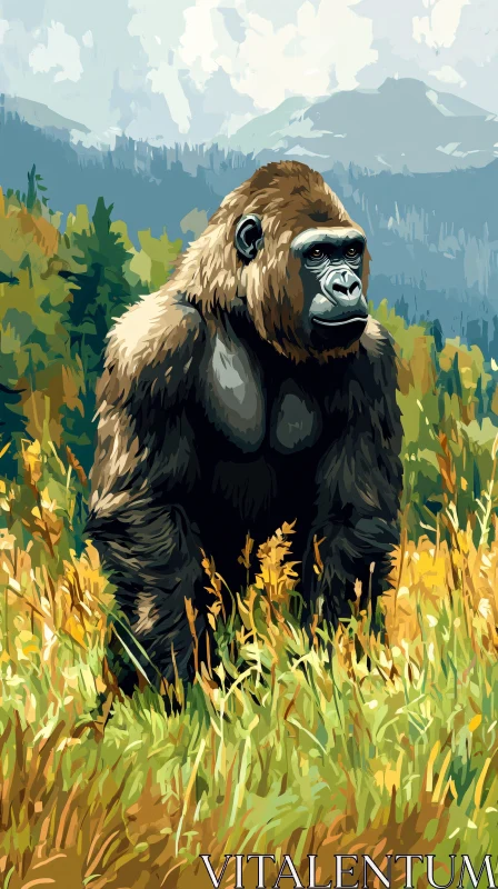 Gorilla in Nature AI Image