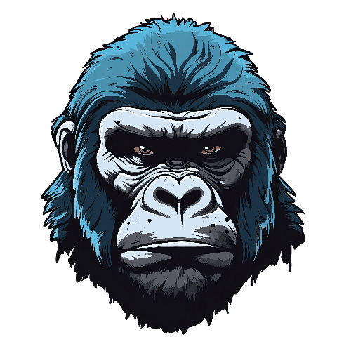 Blue Fur Gorilla Illustration - Digital Art POD Design