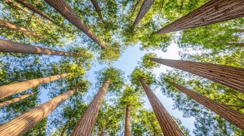 View from Below: Tall Forest Trees