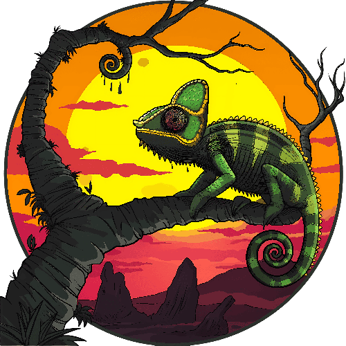 POD Design Chameleon Sunset T-Shirt Design for Nature Lovers