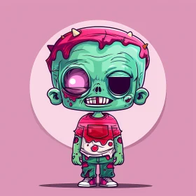 Child-friendly Cartoon Illustration of a Zombie Boy
