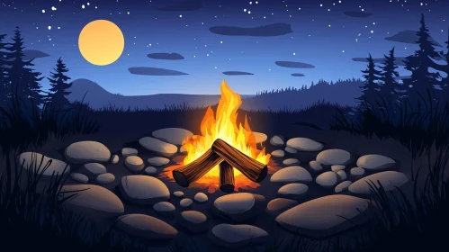 Serene Campfire Scene in the Wilderness