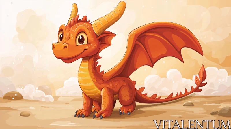 AI ART Cute Orange Dragon Character Design