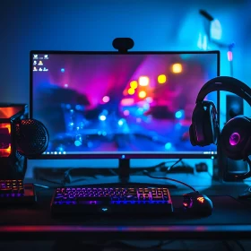 Stylish Computer Gaming Desk Arrangement