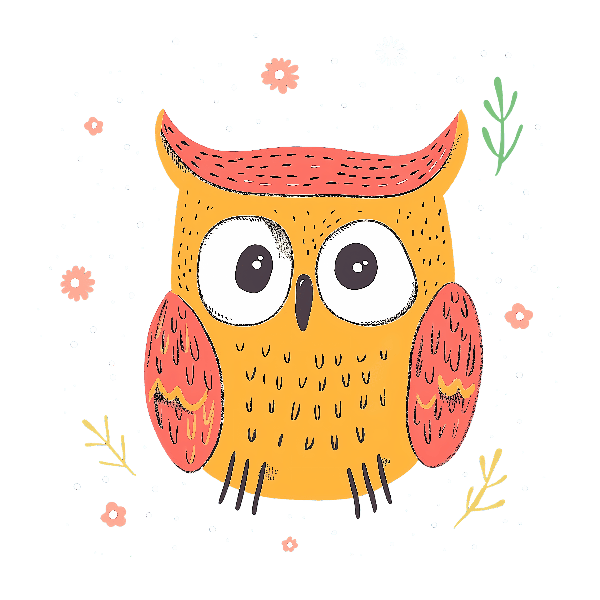 POD Design Whimsical Floral Owl Illustration