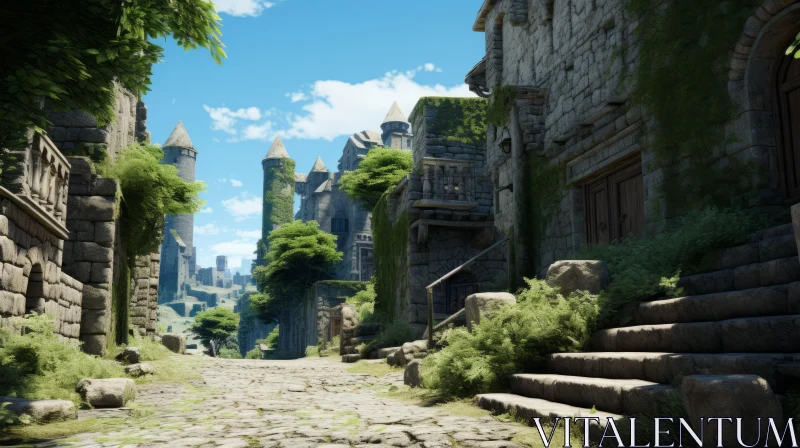 Enchanting Medieval Cityscape in Unreal Engine 5 AI Image