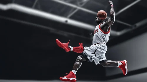 Athlete Jumping with Basketball