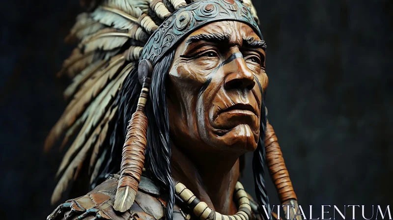 AI ART Indigenous Leader Portrait with Feathers