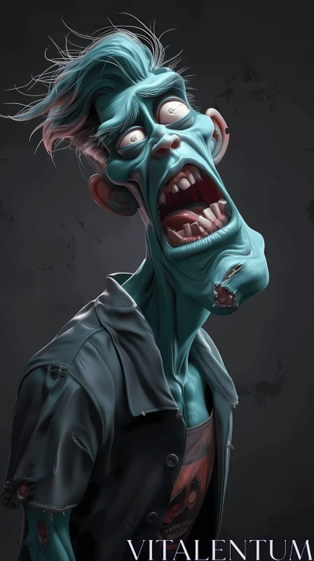 AI ART Humorous Digital Painting of a Frightened Zombie