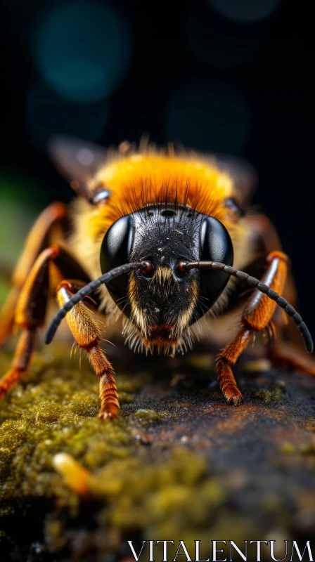 Intense Close-Up of a Bee with Dramatic Lighting AI Image