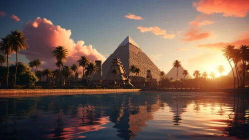 Mesmerizing 3D Rendered Egyptian Landscape at Sunset