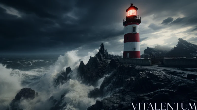 Moody Storm Lighthouse Landscape - Atmospheric Ocean Artwork AI Image