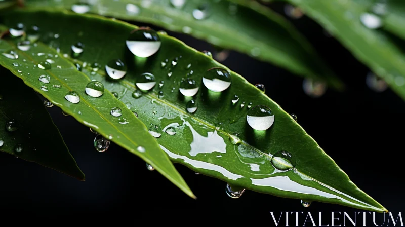 Photorealistic Still Life - Water Droplet on Leaf AI Image