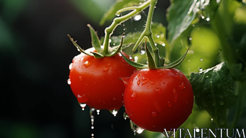 Tomatoes in a Garden - A Rain-kissed Spectacle AI Image