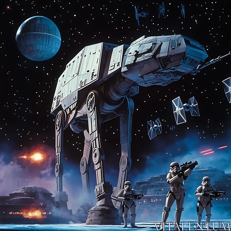 AI ART AT-AT Walker and Stormtroopers Illustration