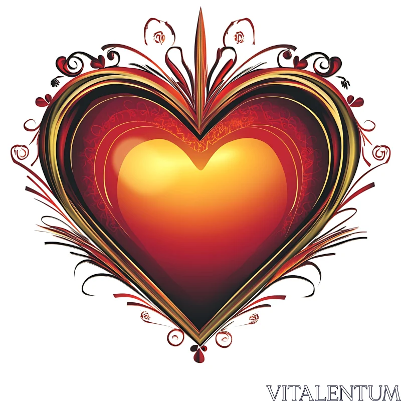 Stylized Heart with Decorative Elements AI Image