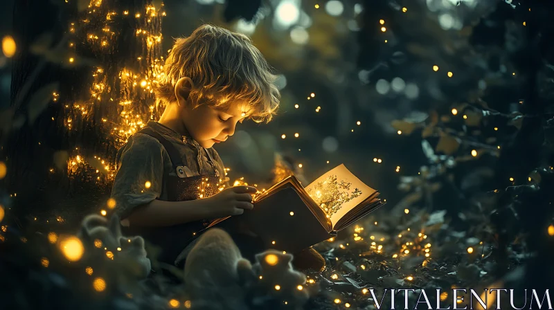 AI ART Enchanted Reader in Forest