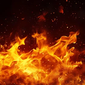 Intense Roaring Fire with Sparks and Embers