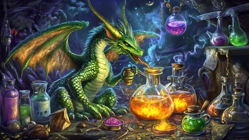 Mythical Dragon Creates Magical Potions