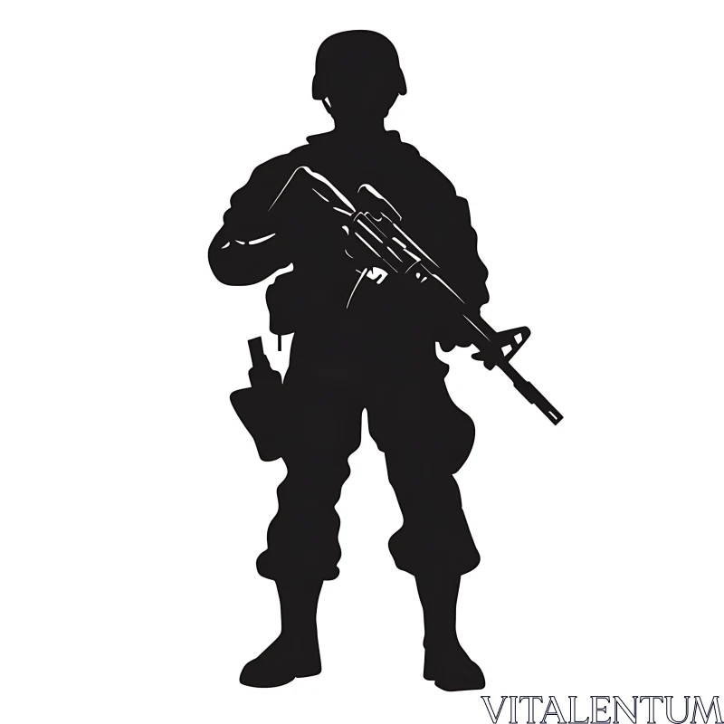 AI ART Military Soldier Silhouette with Weapon