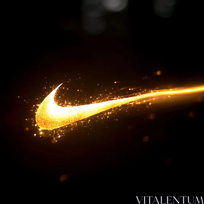 AI ART Abstract Golden Logo with Glittering Trail