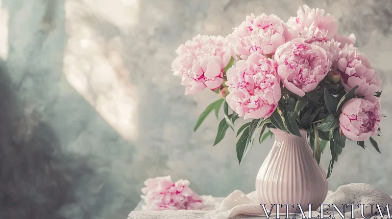 AI ART Charming Pink Peonies in Vase