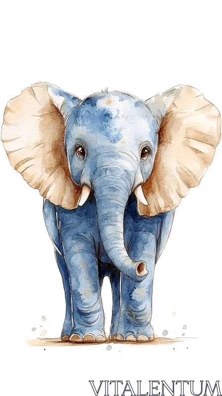 Playful Blue Elephant Art AI Image