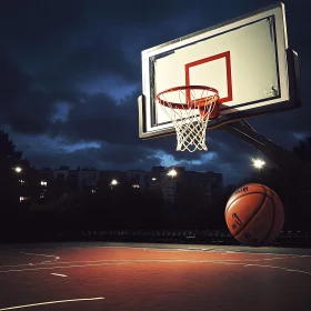 Empty Basketball Court at Night
