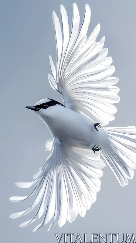 AI ART Graceful White Bird in Mid-Air