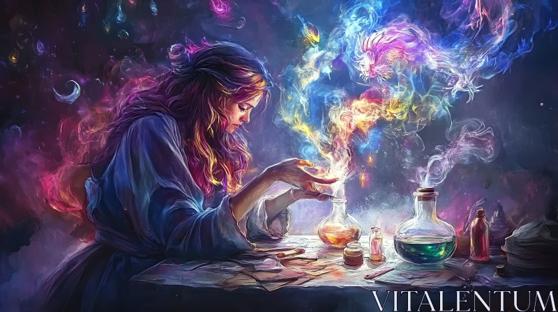 AI ART Potion Brewing Alchemist Woman Art