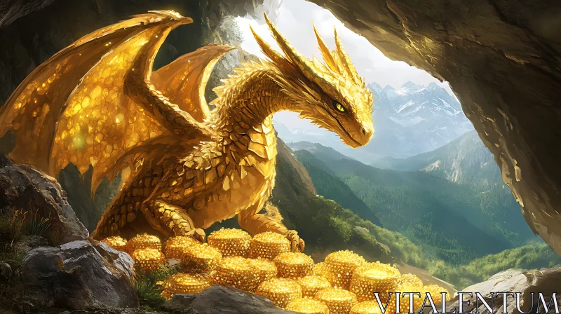 Dragon on Treasure AI Image