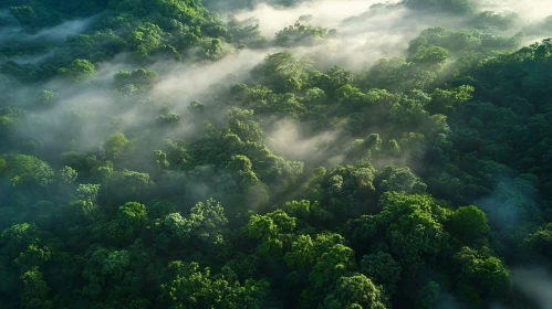 Fog-Covered Forest Canopy from Above