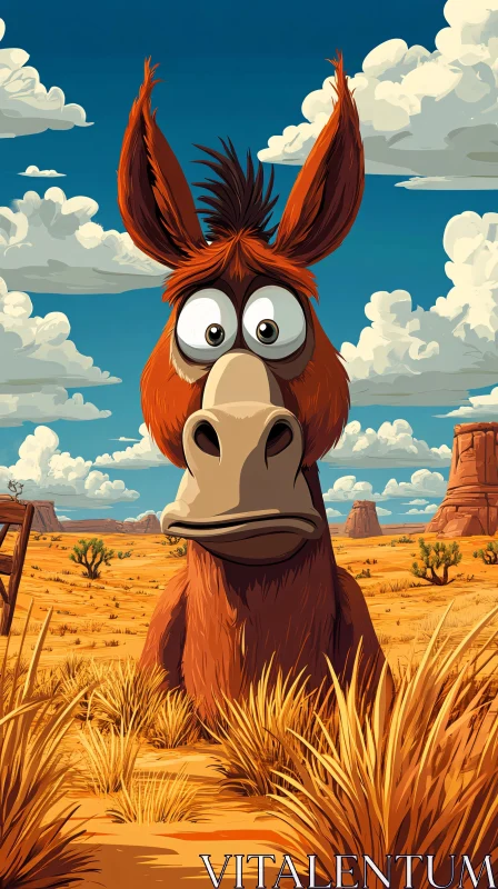 Humorous Donkey in Cartoon Style AI Image