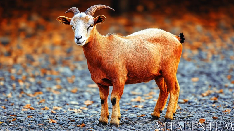 AI ART Golden-Brown Goat Amidst Fall Foliage