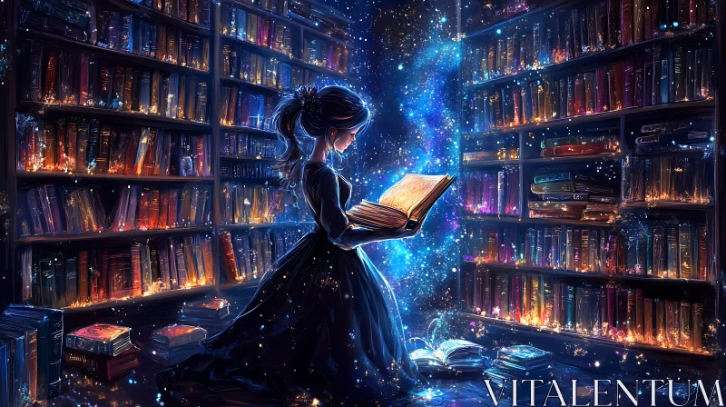 AI ART Magical Library Scene