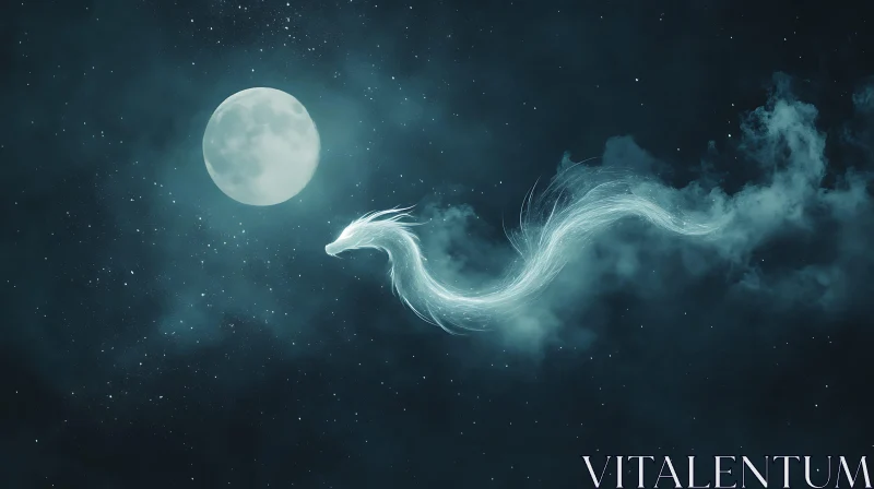 AI ART Celestial Dragon Under Moonlight