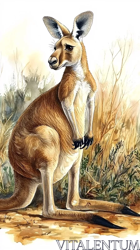 AI ART Kangaroo in Artistic Landscape