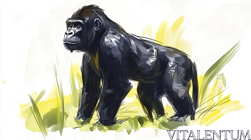 Wildlife Art of a Majestic Gorilla AI Image