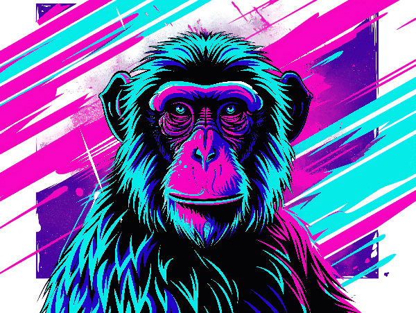 Vibrant Monkey Graphic for Apparel POD Design