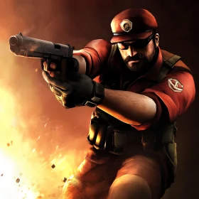 Man in Red with Pistol