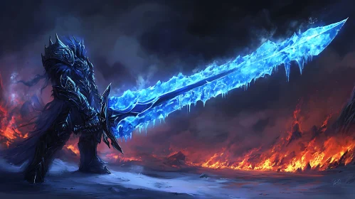 Frozen Sword Warrior Digital Art