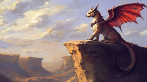 Fantasy Dragon Overlooking Landscape