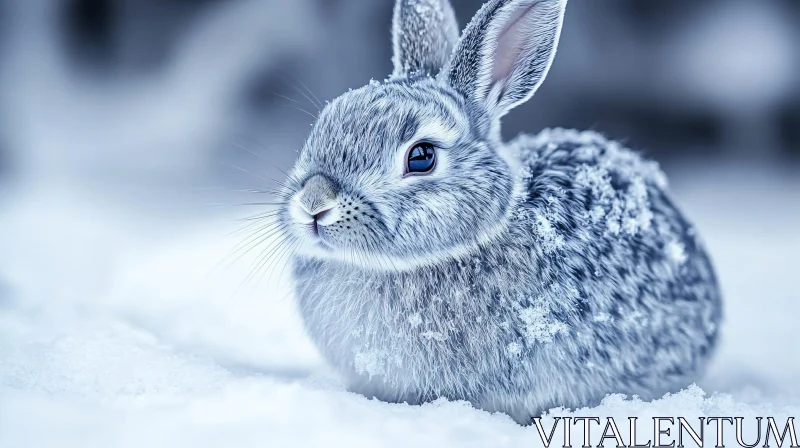 AI ART Snow-Covered Bunny in Winter