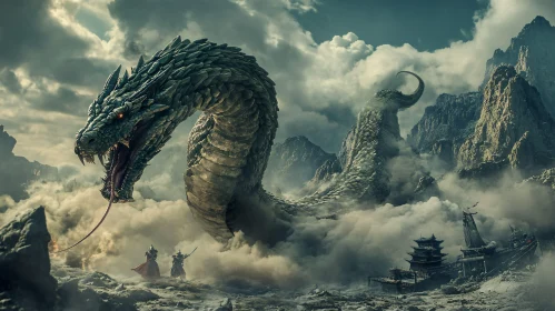 Epic Dragon Confrontation in Misty Mountains