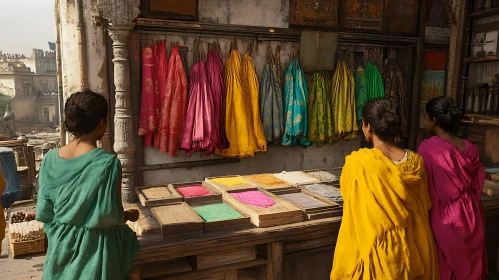 Colorful Saris at the Marketplace