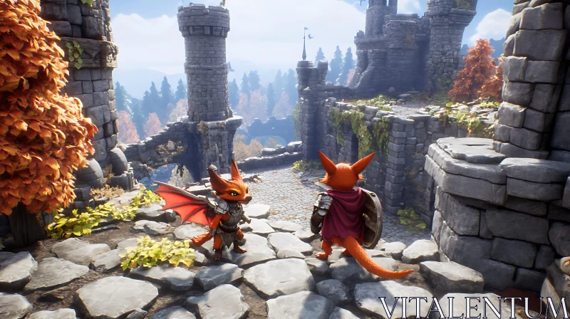 Fox Knights at the Old Stone Fortress AI Image