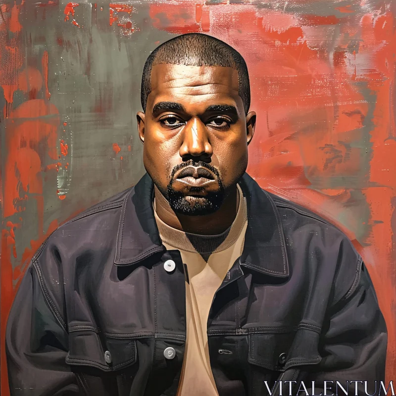 Portrait of Kanye West in Bold Colors AI Image