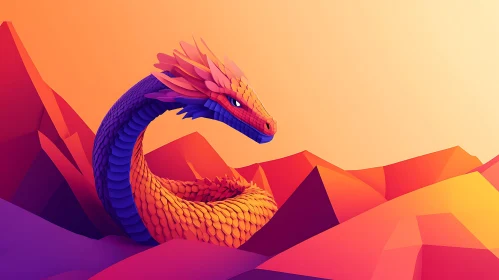 Stylized Dragon Art with Warm Colors