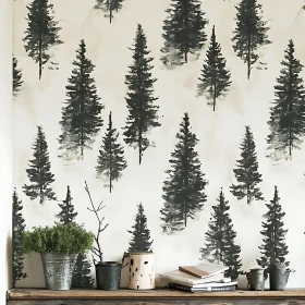 Black and White Pine Tree Wallpaper
